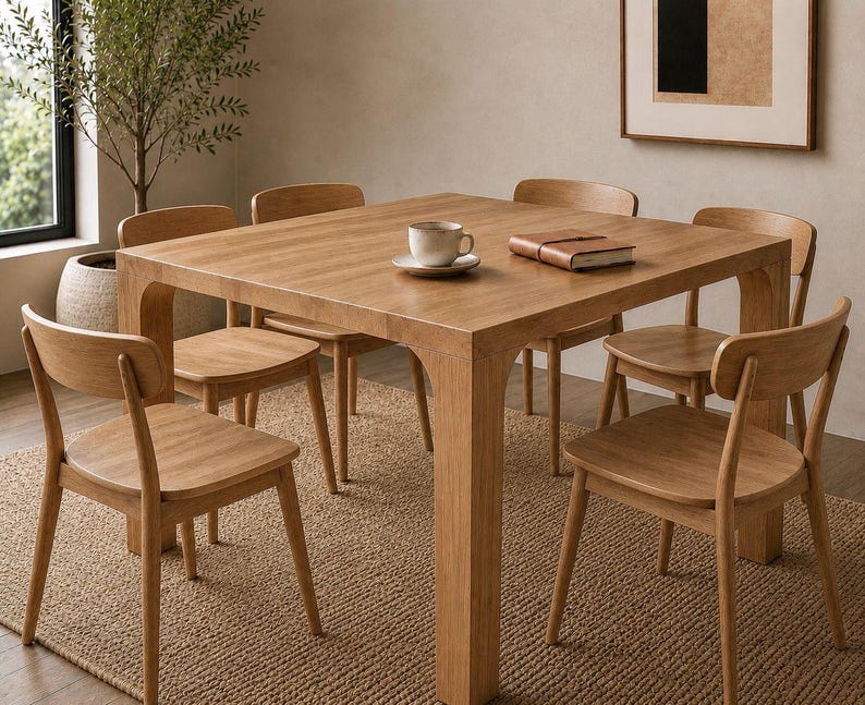 Quadratischer Esstisch aus massivem Walnussholz, handgefertigter Holztisch, moderner rustikaler Küchentisch, Esstisch im Landhausstil, Tisch in Sondergröße Bild 10