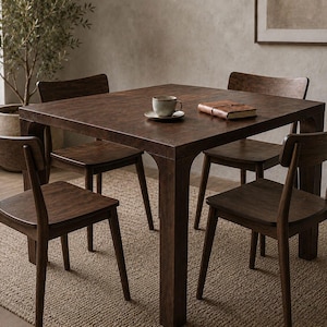 Quadratischer Esstisch aus massivem Walnussholz, handgefertigter Holztisch, moderner rustikaler Küchentisch, Esstisch im Landhausstil, Tisch in Sondergröße Bild 6