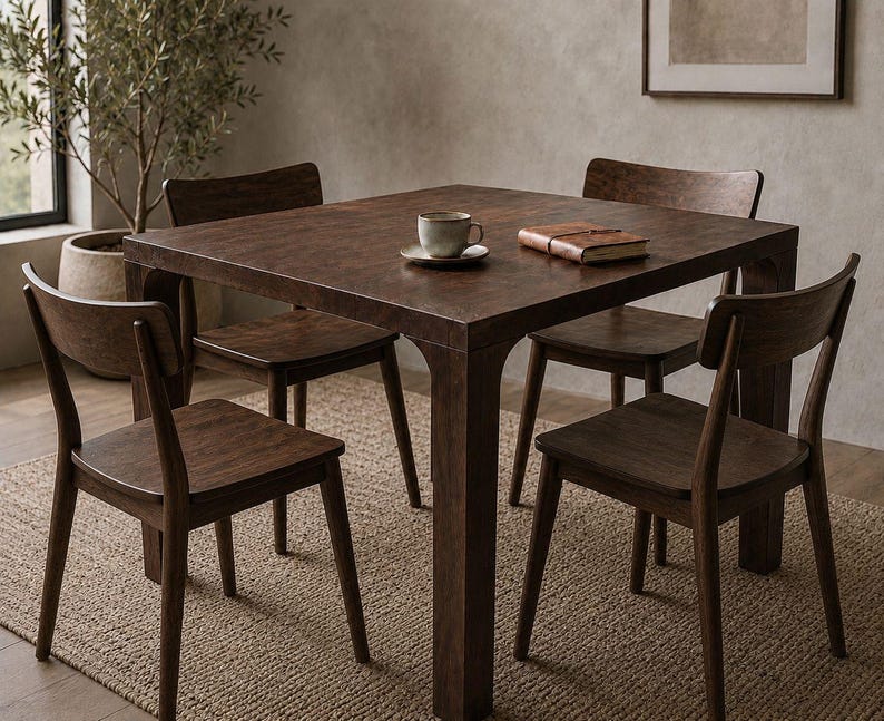 Quadratischer Esstisch aus massivem Walnussholz, handgefertigter Holztisch, moderner rustikaler Küchentisch, Esstisch im Landhausstil, Tisch in Sondergröße Bild 6
