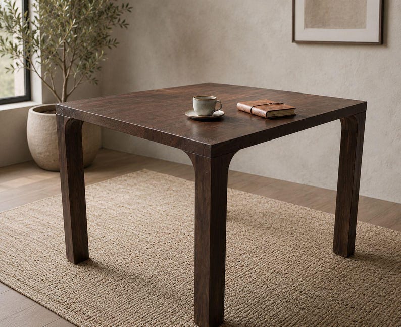 Quadratischer Esstisch aus massivem Walnussholz, handgefertigter Holztisch, moderner rustikaler Küchentisch, Esstisch im Landhausstil, Tisch in Sondergröße Bild 7