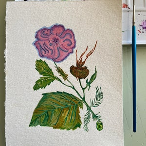Abstract Pink Flower #2 linocut