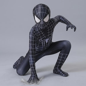 Black Spider-Man Suit for Kids, Symbiote Spider Costume, Black Superhero Bodysuit, Halloween Cosplay Outfit, Kids Spider Costume
