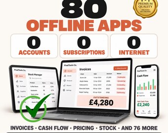 80 Offline Business Apps – Invoices, Cash Flow, Stock (Digital Download)