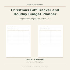 Christmas Gift Tracker and Holiday Budget Planner, 19 Printable Pages, Gift List, Secret Santa, Card Log, Thank You Tracker, Letter A4 image 1