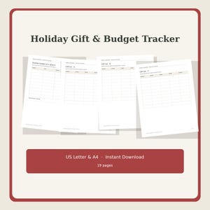 Christmas Gift Tracker and Holiday Budget Planner, 19 Printable Pages, Gift List, Secret Santa, Card Log, Thank You Tracker, Letter A4 image 7