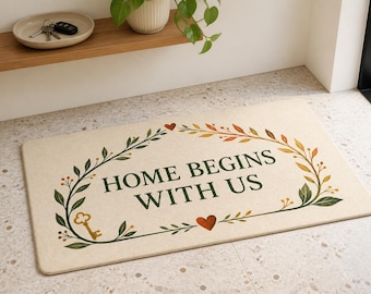 Home Begins With Us, Housewarming Doormat, New Home Gift