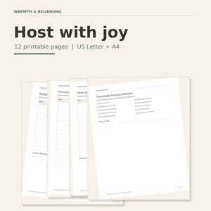Christmas Hosting Planner, printable planner pages preview