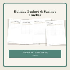 Holiday budget planner printable, 17 pages, Christmas savings challenge, sinking funds, spending log, debt payoff, Letter A4 image 7