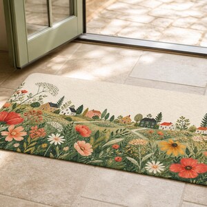 Wildflower Neighborhood Doormat, Housewarming Doormat, New Home Gift image 1