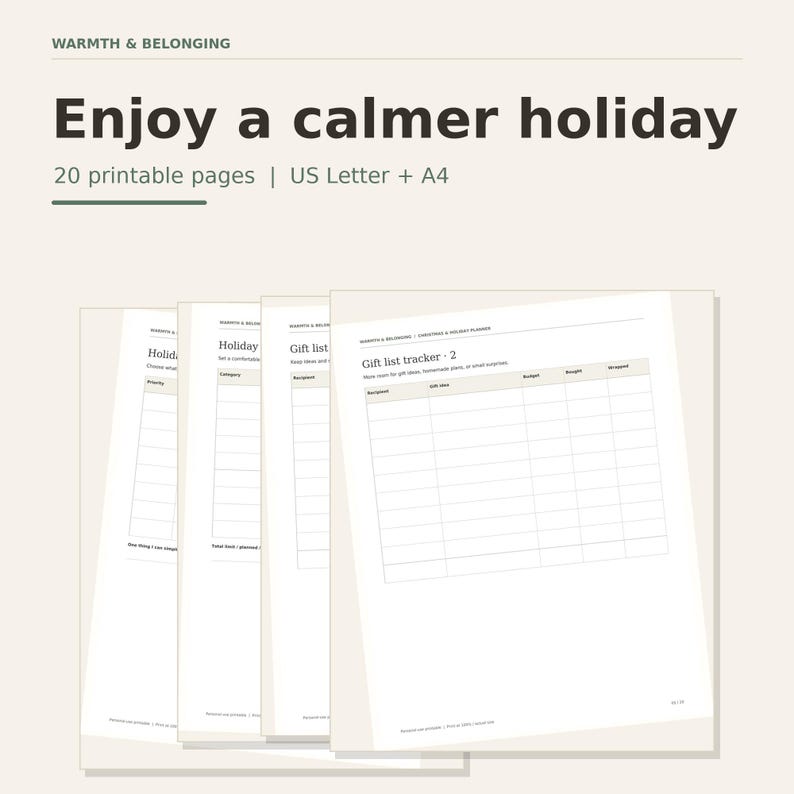 Christmas holiday planner bundle, printable planner pages preview