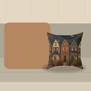 Fall Throw Pillow with October Row Homes Design