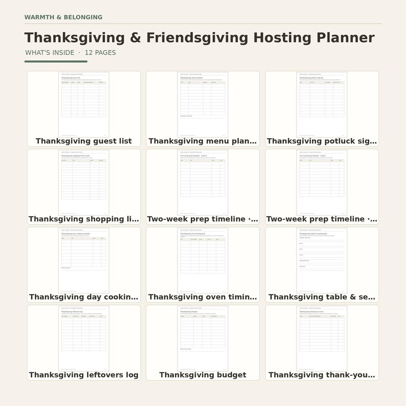 What's inside: page index of every printable page in this kit