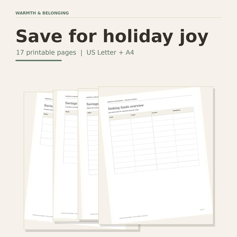 Holiday budget planner printable, printable planner pages preview