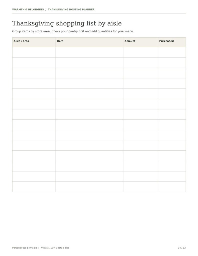 Thanksgiving hosting planner, 12 printable pages, Friendsgiving menu, guest list, potluck sign up, oven timing, seating plan, Letter A4 image 10