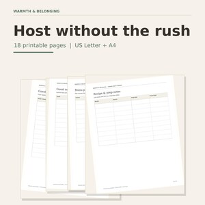 Dinner Party Planner, printable planner pages preview