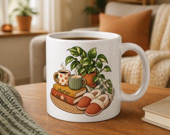 Cozy First Apartment Gift Mug, Still Life Illustration, New Renter Housewarming Cup