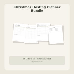 Christmas Hosting Planner, 12 Printable Pages, Holiday Dinner Planner, Guest List, Menu, Cooking Schedule, Seating Plan image 6