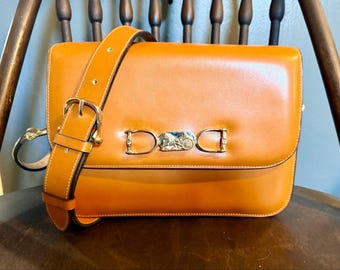 Vintage Celine Horse & Carriage leren schoudertas – Cognacbruin – Gerestaureerd – Certificaat van echtheid