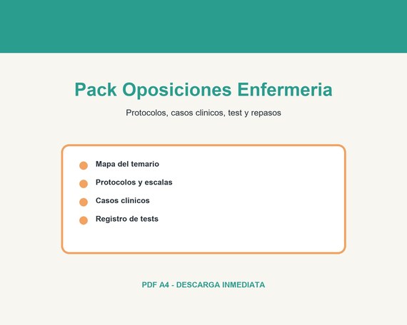 Pack Oposiciones Enfermería PDF | Protocolos, Casos Clínicos, Tests y Repaso Espaciado | Planner A4 Imprimible