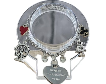 Engraved NKOTB Vegas Silver Charm Keepsake Bracelet