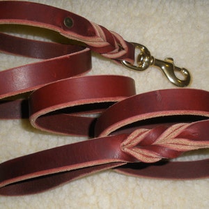 Leather dog leash, 3/4" X 72", SOLID BRASS swivel bolt snap, obedience training leash for the strongest dogs, Made In USA By Don Willett