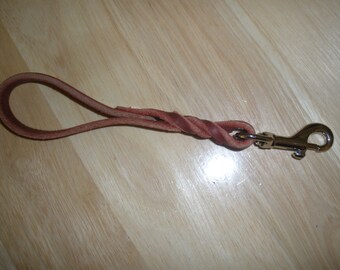 Linguetta di ADDESTRAMENTO in pelle, moschettone girevole argento da 1/2" x 8,5", addestramento all'OBBEDIENZA per cani senza guinzaglio, portachiavi, guinzaglio da traffico, maniglia ad anello (3" + o -), USA