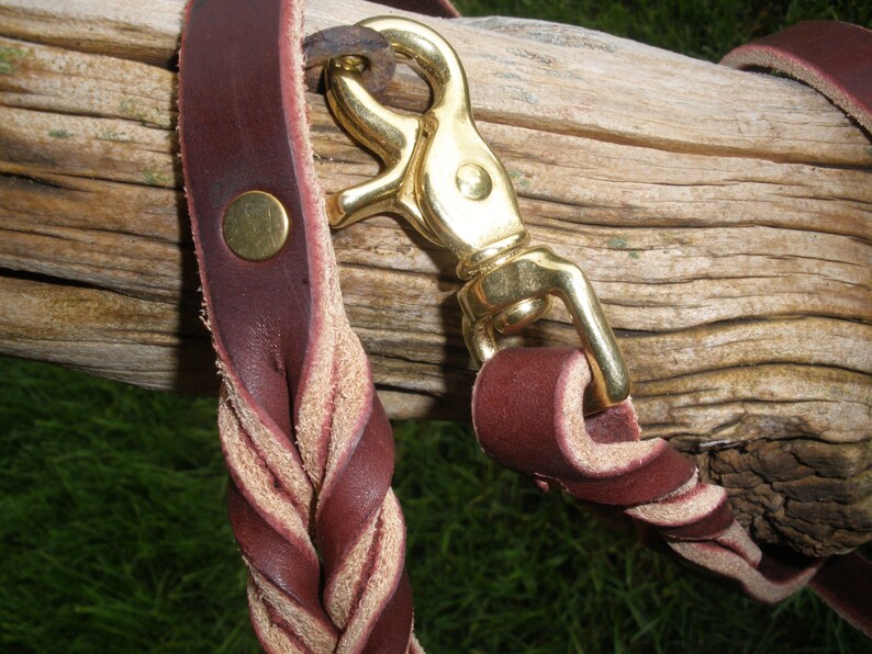 Guinzaglio per cani in pelle, 5/8" X 72", pelle Latigo, pelle pesante, addestramento all'obbedienza, moschettone a forbice in ottone massiccio, realizzato a mano negli Stati Uniti da Don Willett immagine 2