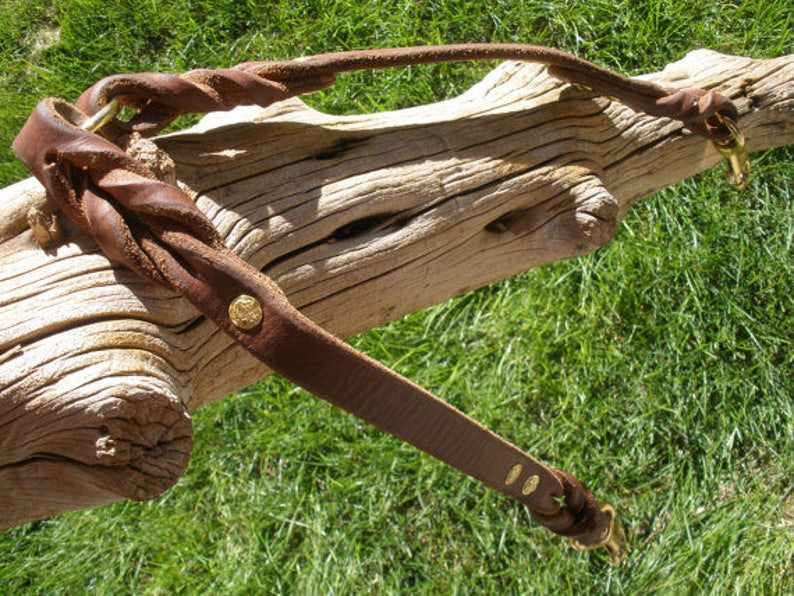 4 Braided black and rusty tan strand leather traffic leash 516 X 24 solid brass swivel bolt snap LOOKS FANTASTIC on COLLIES