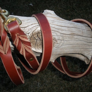 Leather dog leash, 3/4" X 7'-4", SOLID BRASS swivel bolt snap &rivets, obedience training for the strongest dogs, made in USA by Don Willett