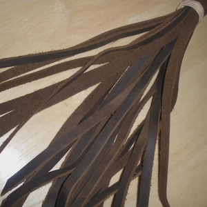 BROWN leather zipper pull tab or tassel 12" long and 1/4" wide, for jacket, coat, purse, tote or bag, shoes, boots, back pack