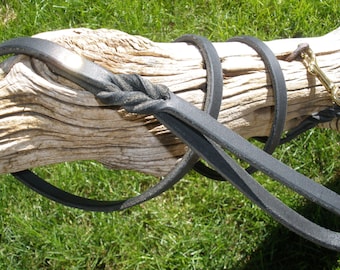 Leder-Hundeleine, 3/8 "x 5' 4", SCHWARZ, massive Messing Druckknöpfe und Nieten, fantastische kleine Hunde- und Showleine, handgemacht in den USA von Don Willett