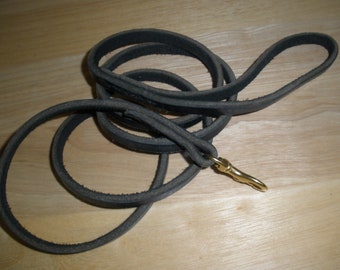 Guinzaglio in pelle per cani, 3/8" X 6', NERO, CUCITO A MANO, mini moschettone in ottone massiccio, guinzaglio da esposizione, pastori tedeschi, prodotto negli Stati Uniti da Don Willett