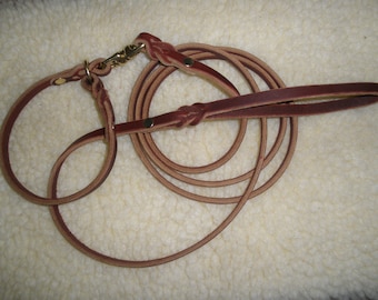 Correa de cuero para perros con eslabón giratorio de latón macizo, 3/8" X 6', anillos de latón, collar deslizante de 13" - todo en un COMBO, hecho a mano por Don Willett en EE. UU.