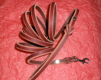 Leather dog leash, 3/8" x 7'-6", LATIGO leather, silver swivel bolt snap, silver rivets, hand made by Don Willett in USA, quality show leash