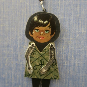 Mom Gift Brown Black Girl Pendant Teacher Upcycled Book Folk Art