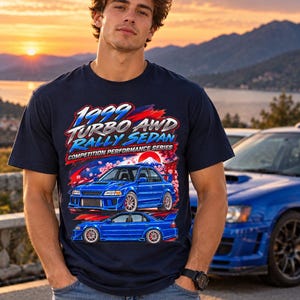 ターボラリーレーシングカーTシャツ | ブルースポーツカーグラフィック