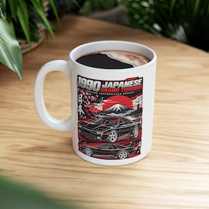 1990s Japanese Racing Mug | Retro JDM Cherry Blossom Coffee Cup