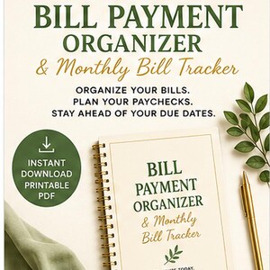 Bill Payment Organizer Printable & Monthly Bill Tracker