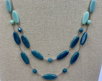 Mint-Teal Combo 2 Strand Necklace - Czech Glass Jewelry, Artisan Jewelry, Handmade Jewelry, Women&#39;s Jewelry Gift, Beaded Jewelry