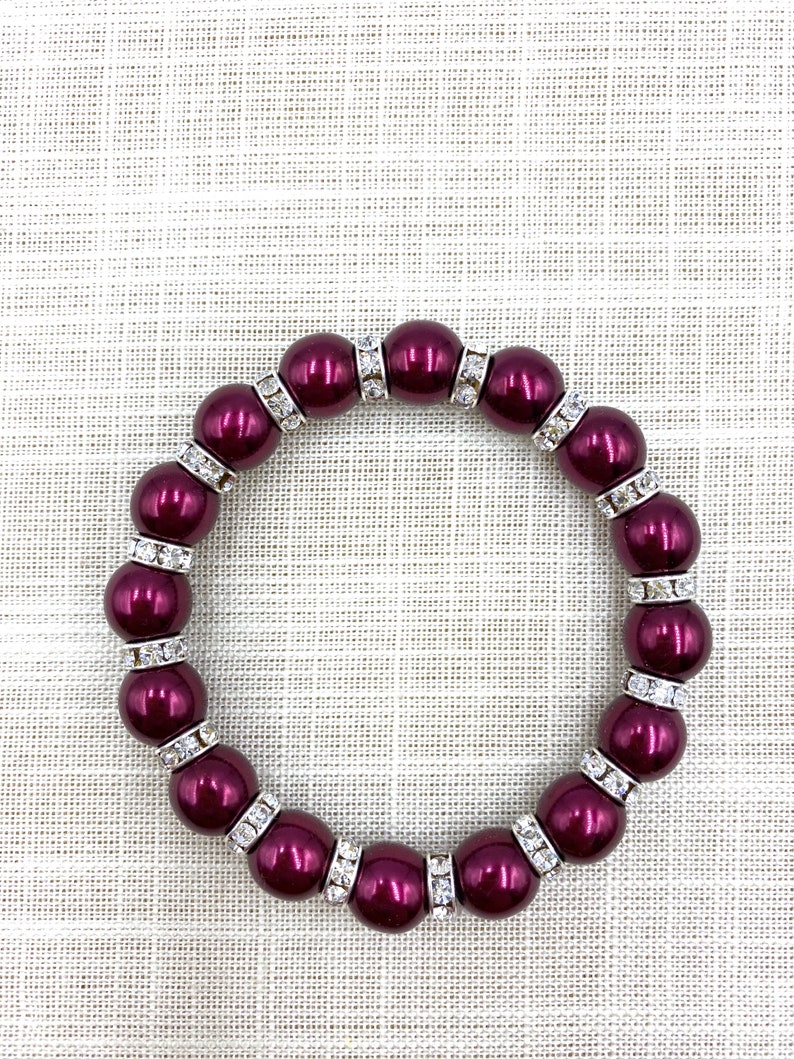 Dark Red Czech Glass Pearls With Rhinestone Rondels Stretch - Etsy