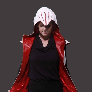 Leather hooded jacket