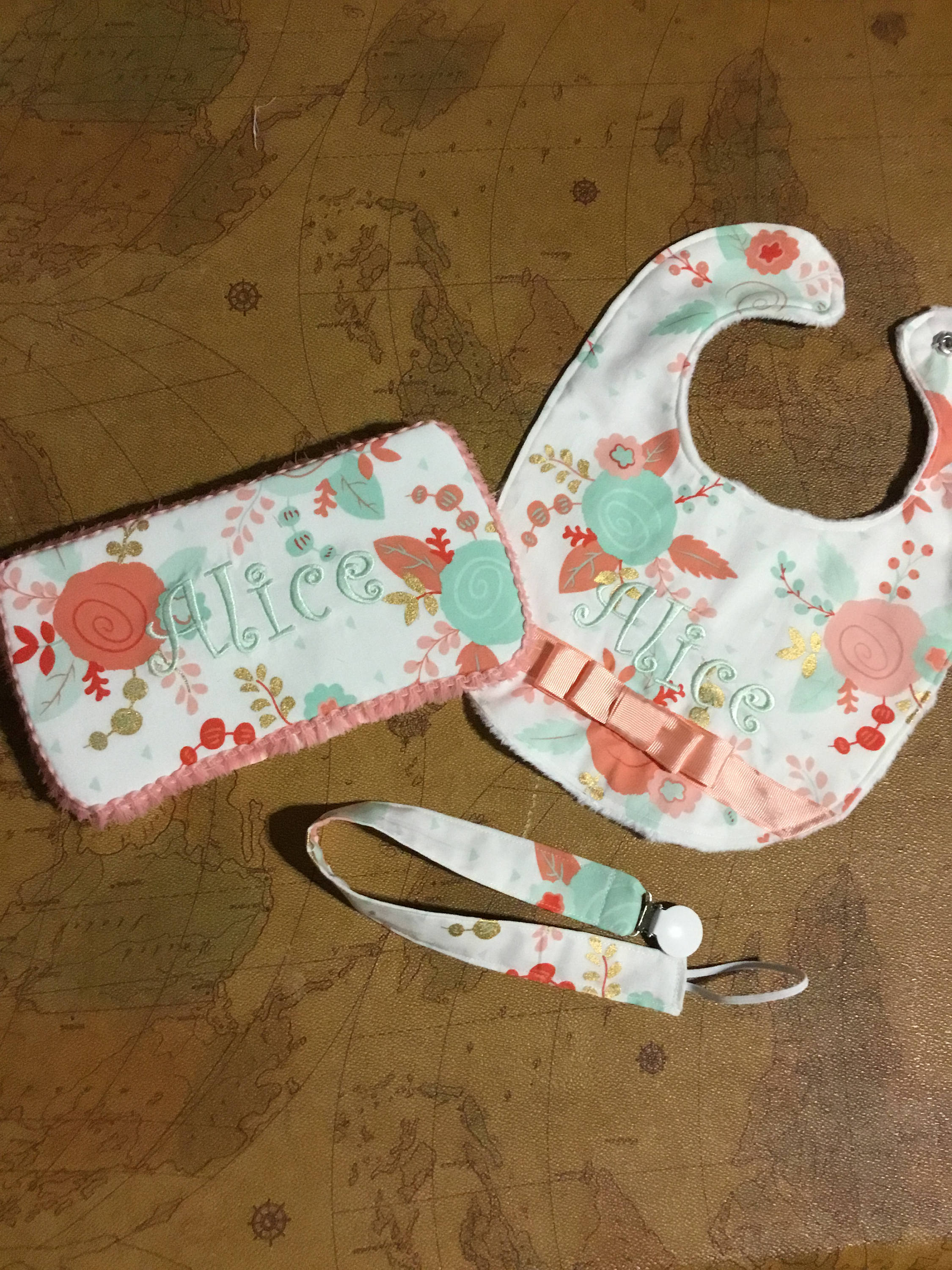 Girl/'s Monogrammed Cloth set gift for baby girl personalized for her