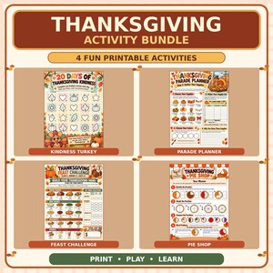 2nd–3rd Grade Thanksgiving Activity Bundle | 38 Printable Pages | Math, STEM, Kindness and Creative Projects | Color and B&W