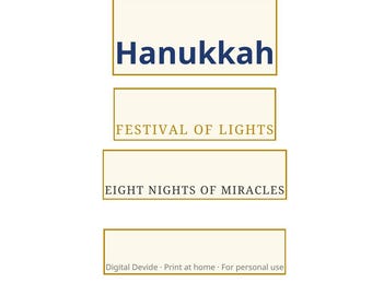 Happy Hanukkah Printable Sign, Festival of Lights Wall Art, Holiday Decor Digital Download