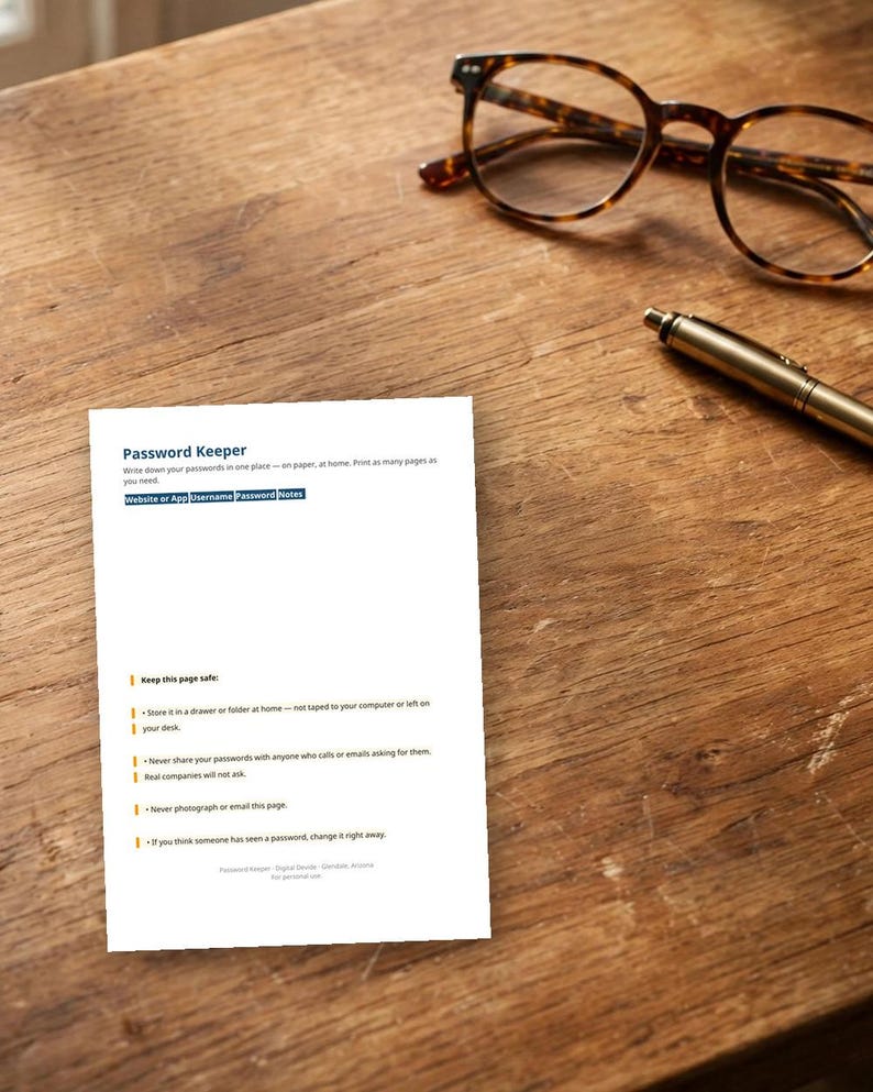 Your Password Should Include Password Keeper Printable, Large Print Password Organizer, Senior ...
