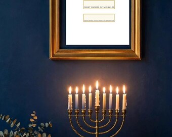 Happy Hanukkah Printable Sign, Festival of Lights Wall Art, Holiday Decor Digital Download