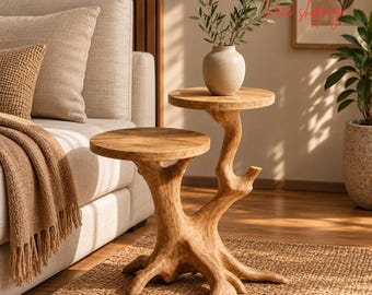 Mesa auxiliar nido Root & Rise / Elemento decorativo orgánico inspirado en árboles / Muebles rústicos para el hogar / Decoración natural