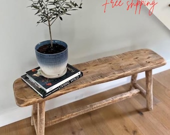 Willow Ridge Rustic Bench | Handmade Farmhouse Entryway Seat | Natural Wood Home Decor