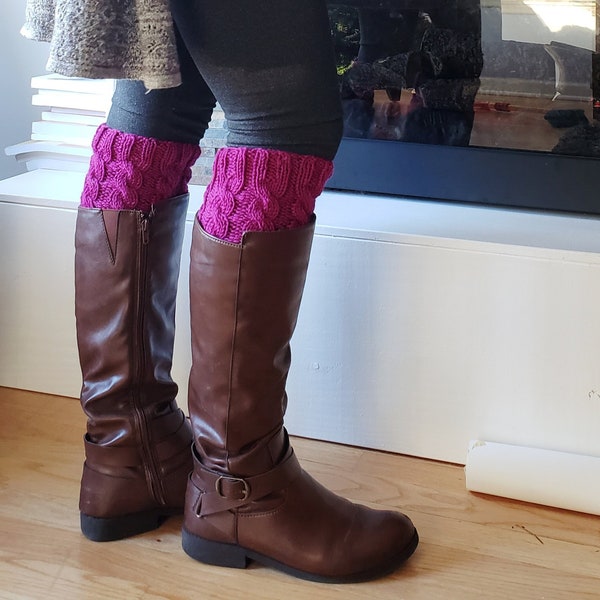 PATTERN for Cabled Boot Cuffs / Boot Toppers - One Skein Knitting Pattern