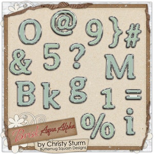 Brisk Feminine Springy Digital Scrapbook Alpha in Aqua